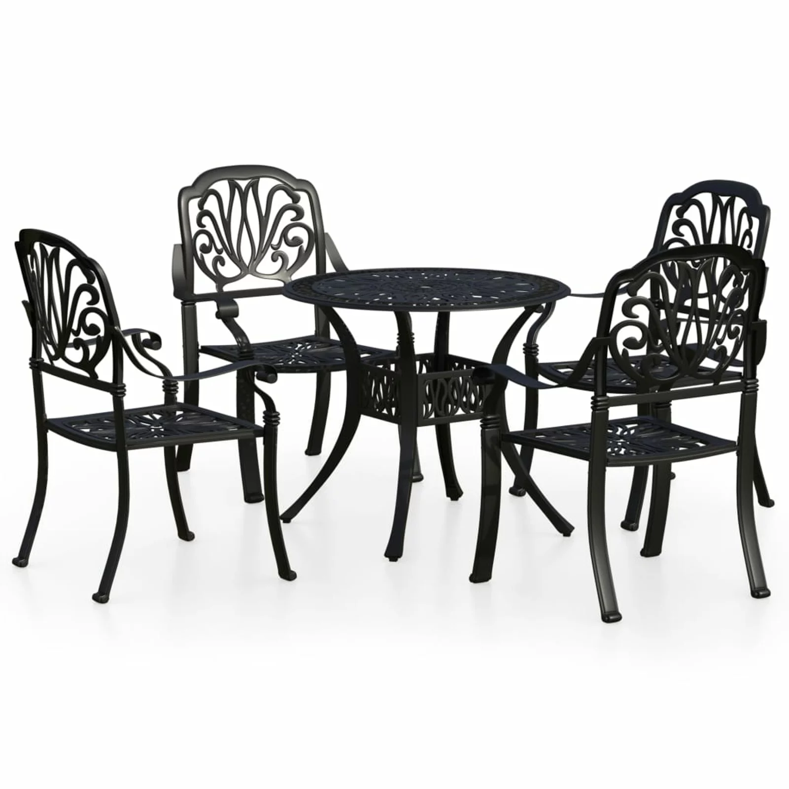 walmeck 5 Piece Bistro Set Cast Aluminum Black