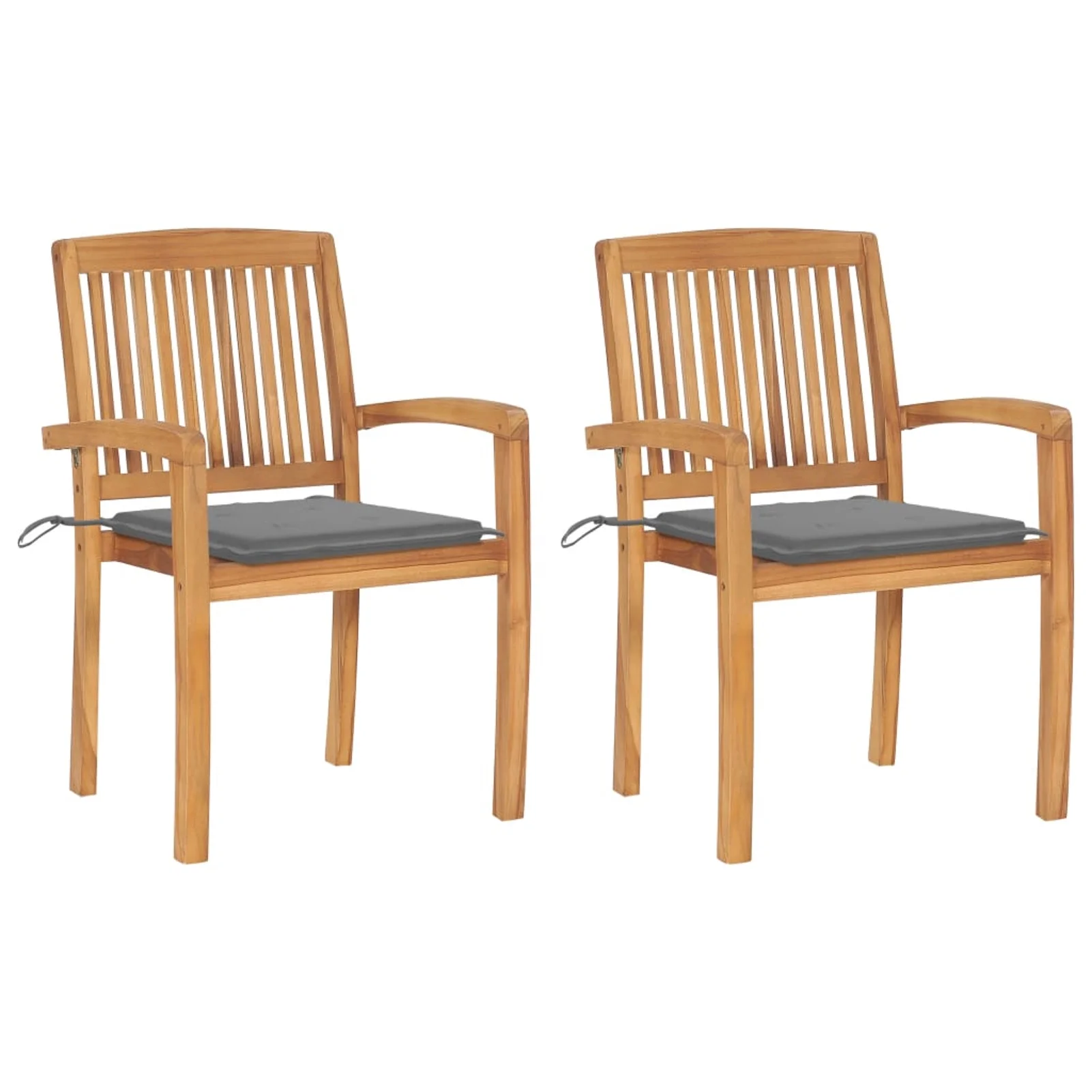 Anself Patio Chairs 2 pcs with Gray Cushions Solid Teak Wood
