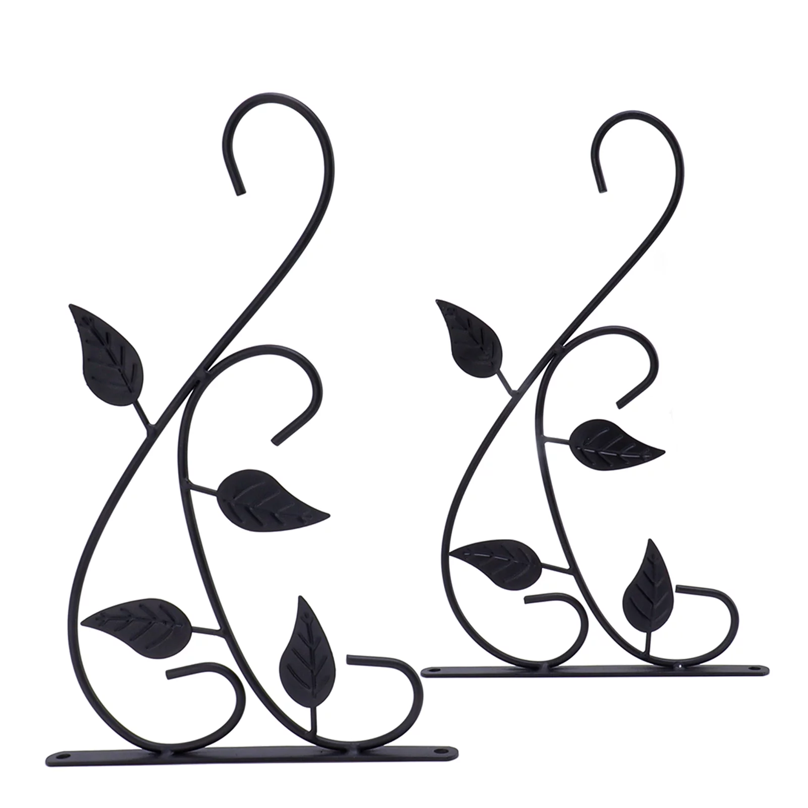 Verdant Touch Plants Brackets 2pcs Hanging Plant Bracket Heavy Duty Rust Resistant Durable Iron Art Outdoor Planter Hanger Hooks Black