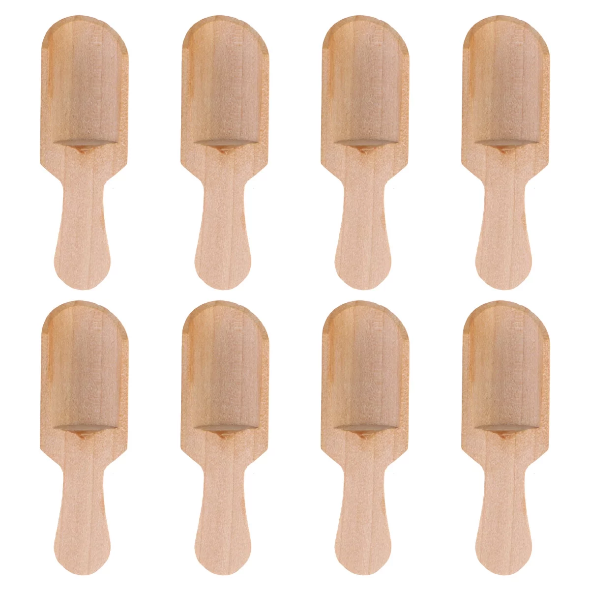 8 pcs Household Small Salt Shovels Flat Handle Scoop Wooden Teaspoon Milk Powder Scoops
