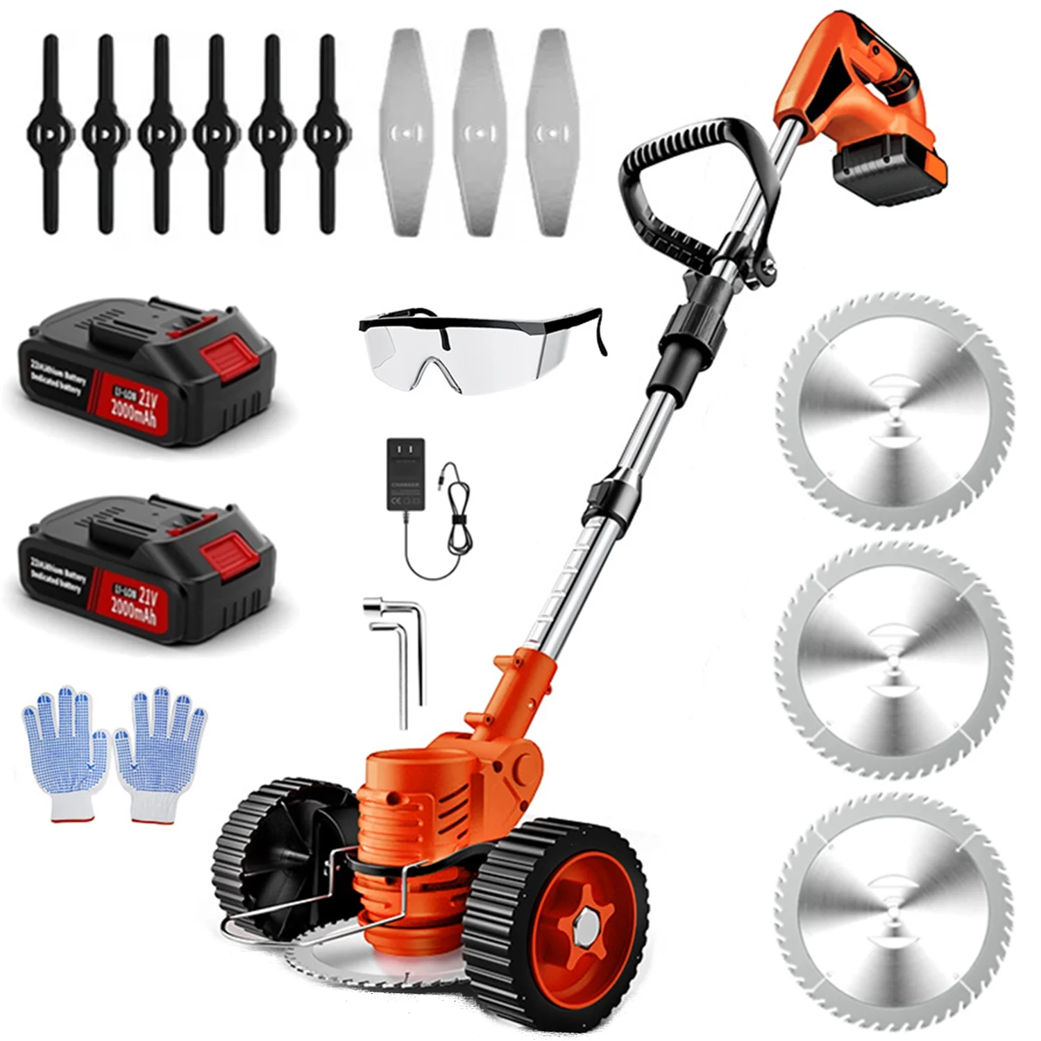 Electric Weed Wacker, 3-in-1 Cordless String Trimmer, Edger Lawn Tool with 3 Types Blades，Electric Weed Grass Trimmer Tool for Garden and Yard