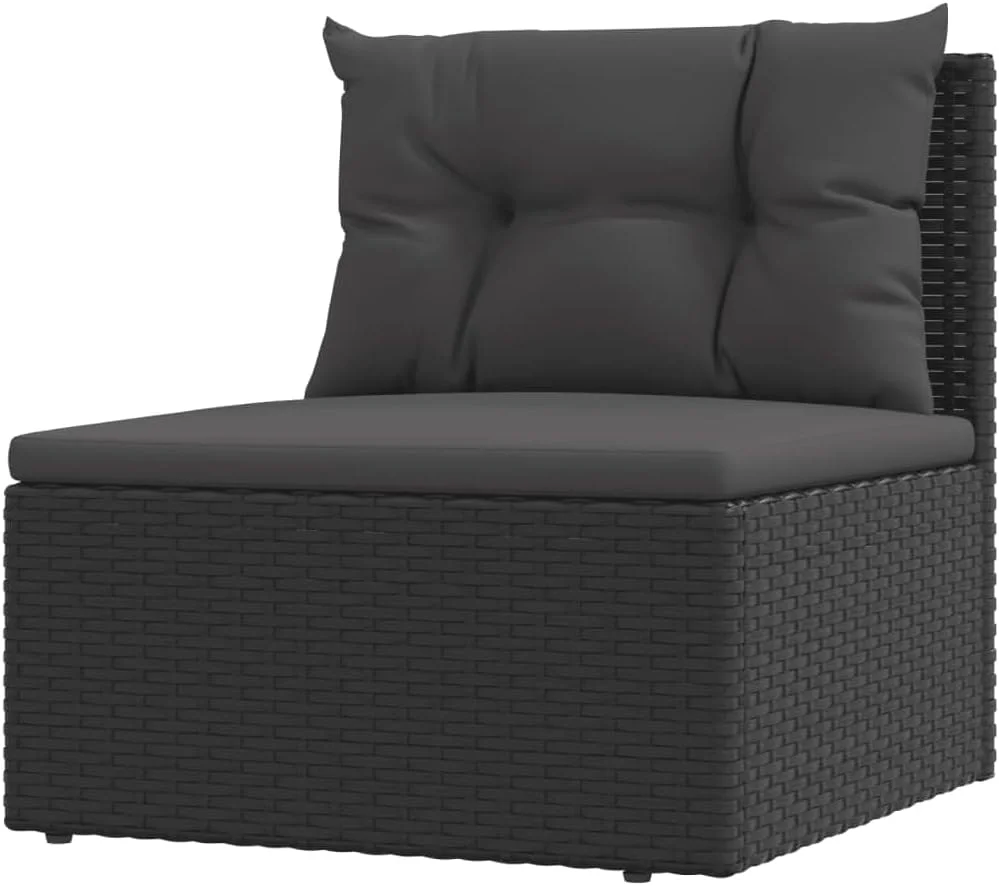 Dina Patio Corner Sofa  Patio Conversation Sets Outdoor Furniture Patio Chairs Dining Set Suitable for Living Room Lawn Deck Outdoor with Cushions Black Poly Rattan