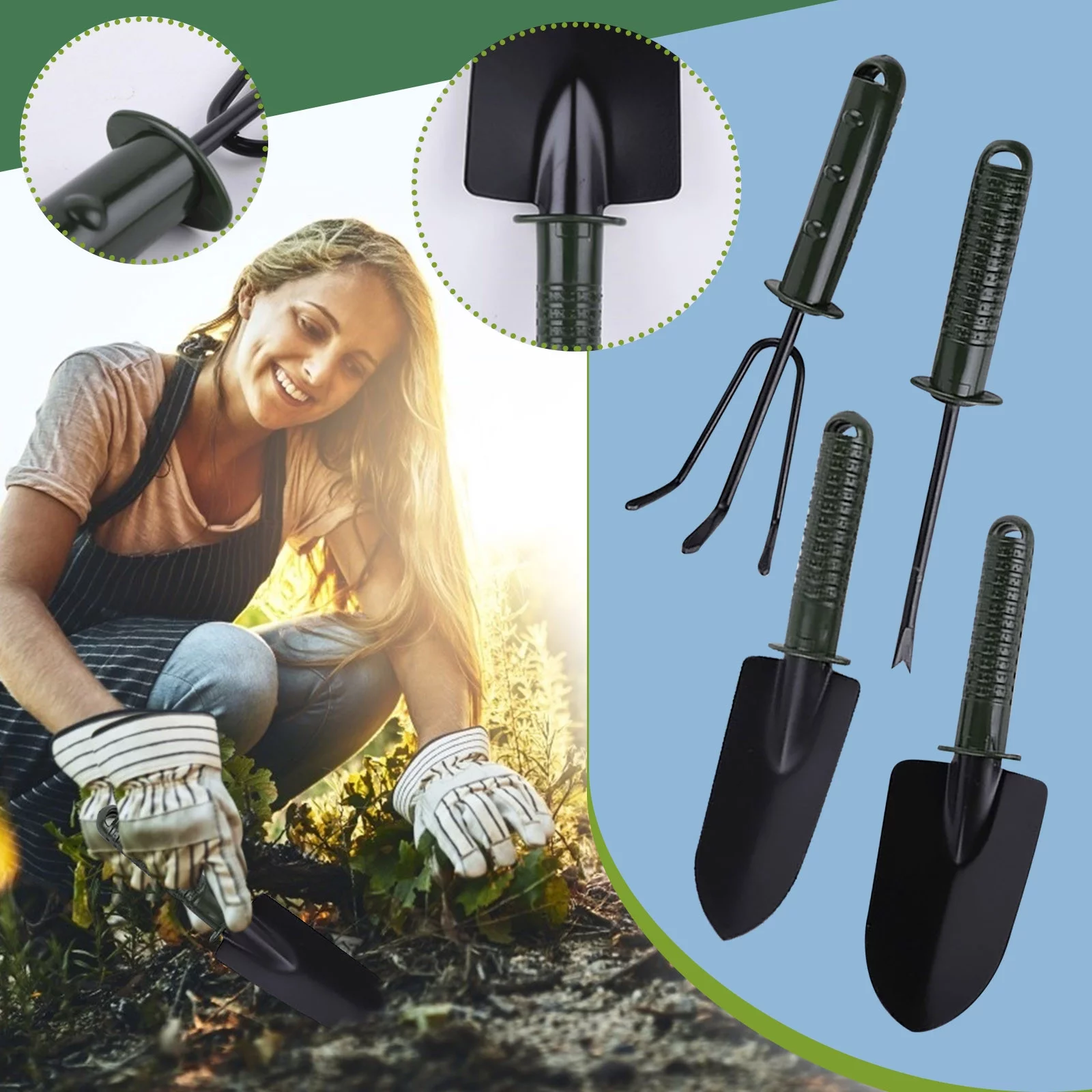 Dengmore Gardening Tools Small Shovel Planting Tool Gardening Supplies Combination Set for Home