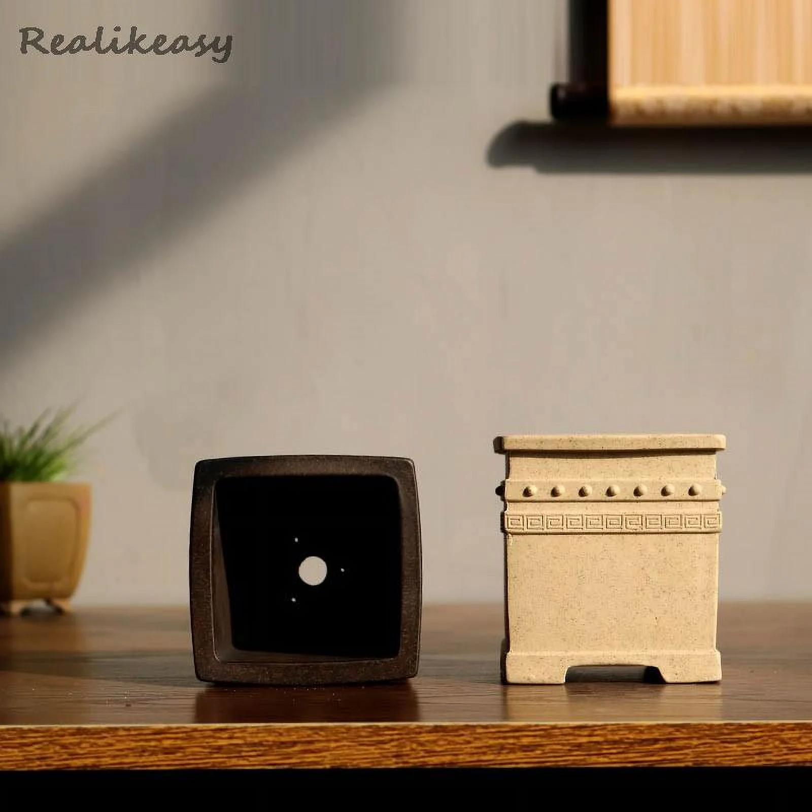 Purple Sand Flowerpot Miniatur Succulent Flower Pot Creative Chinese Style Handmade Flower Pot Simple Household Flower Pot LC370