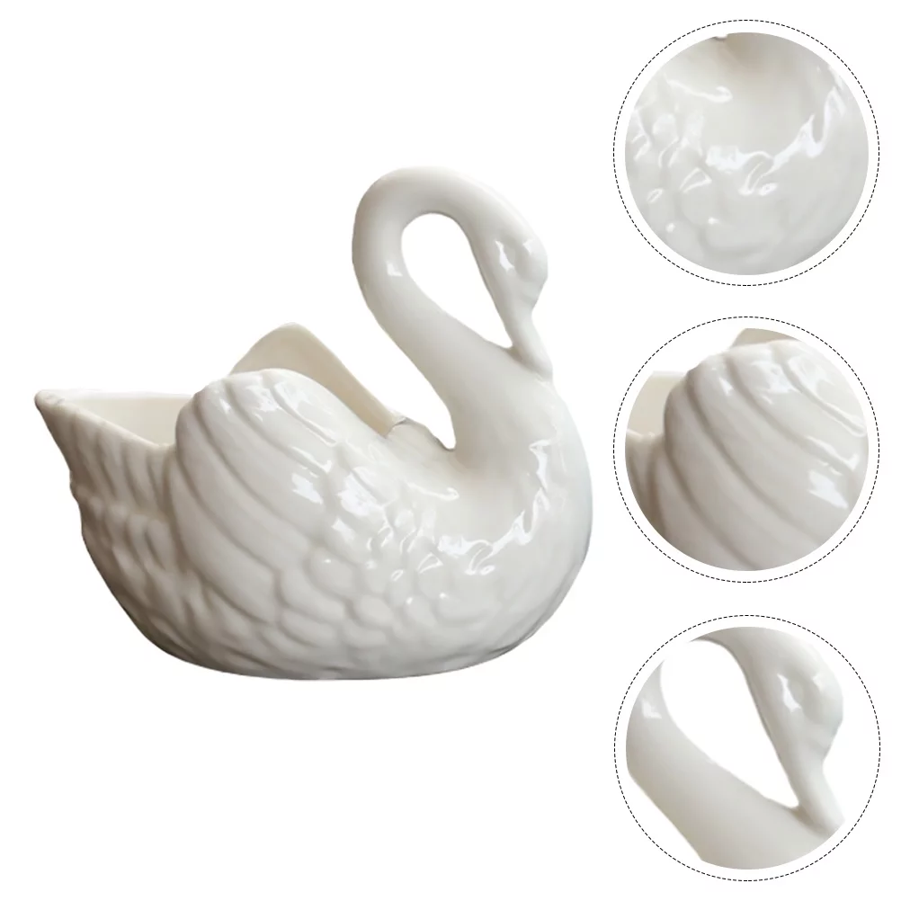 OUNONA Pot Planter Swan Plant Ceramic Succulent Animal Flower Figurine Statue Cactus Small Container