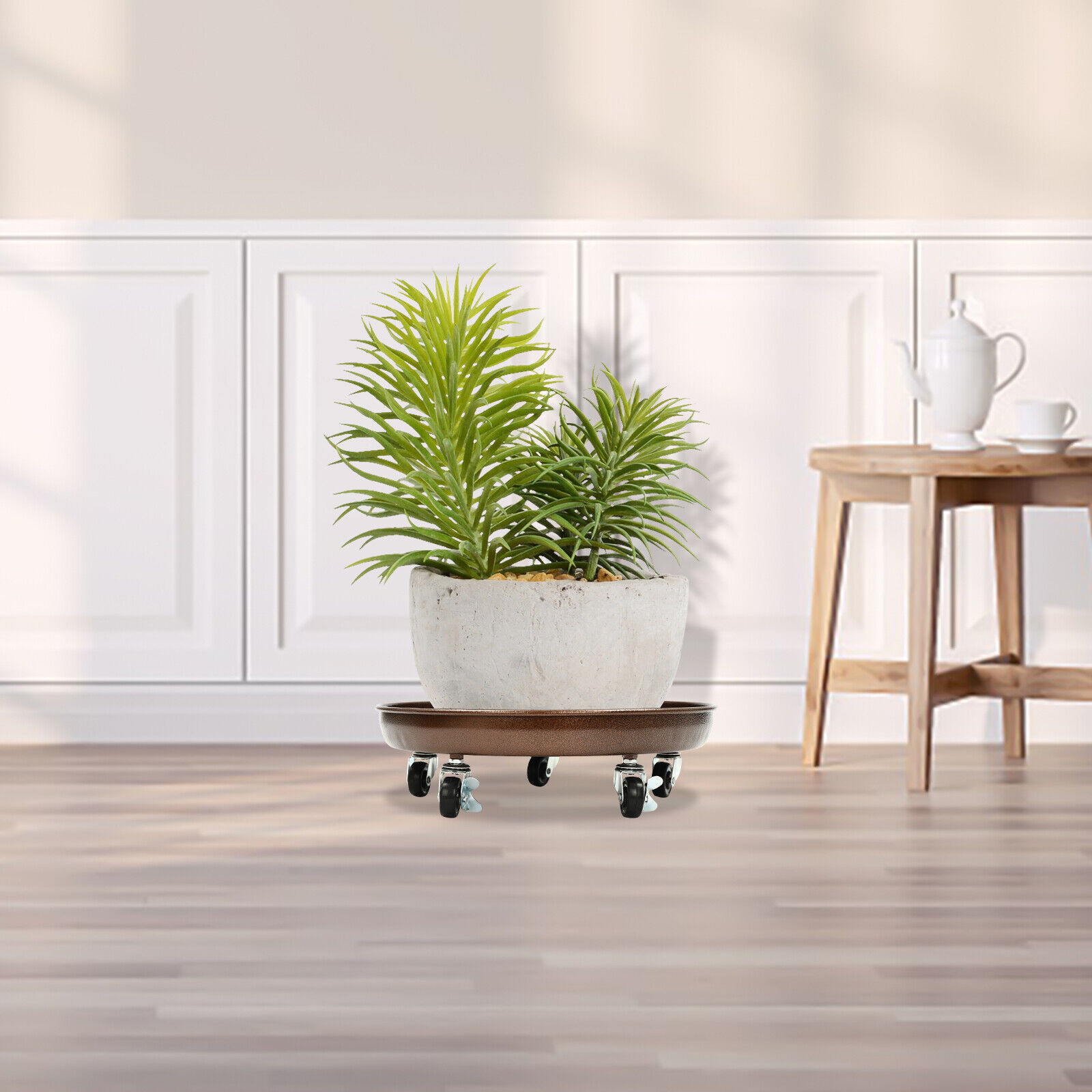 2 x Plant Stand Flowerpot Pot Trolley with Wheels Movable Flexible Plant Saucer +10* Universal Wheels