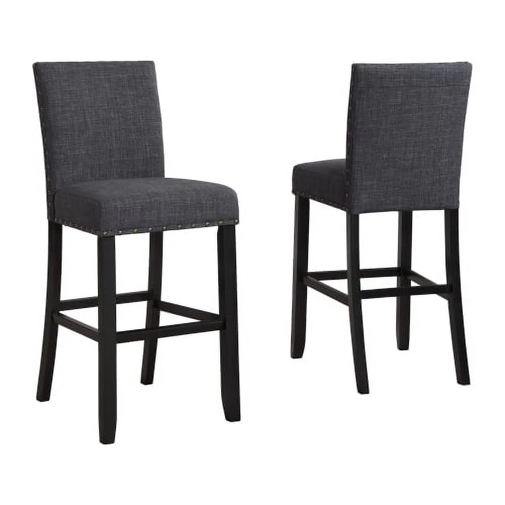 JHOOTUUO Biony Fabric  Stools with Nailhead Trim    Grey