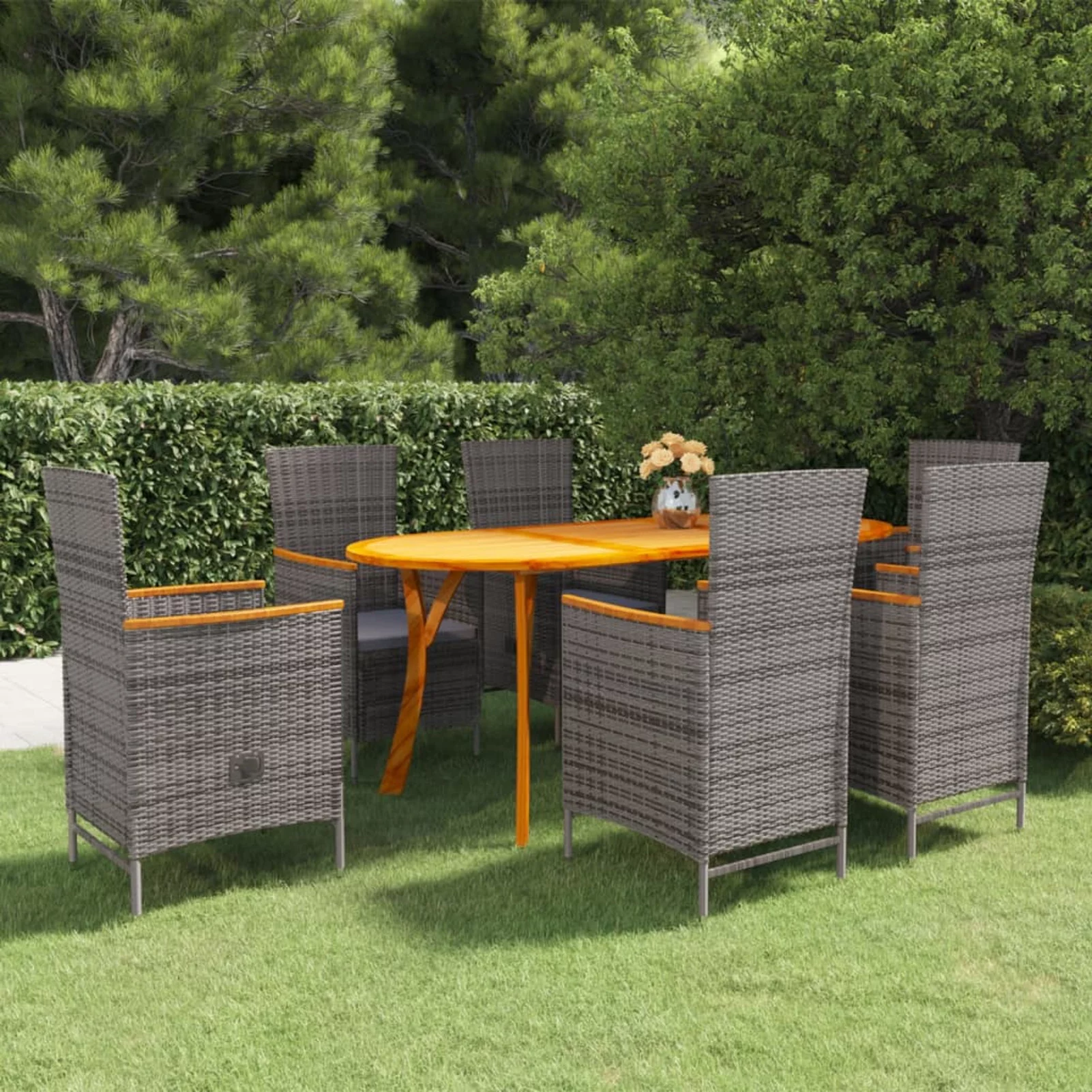 moobody 7 Piece Patio Dining Set Gray