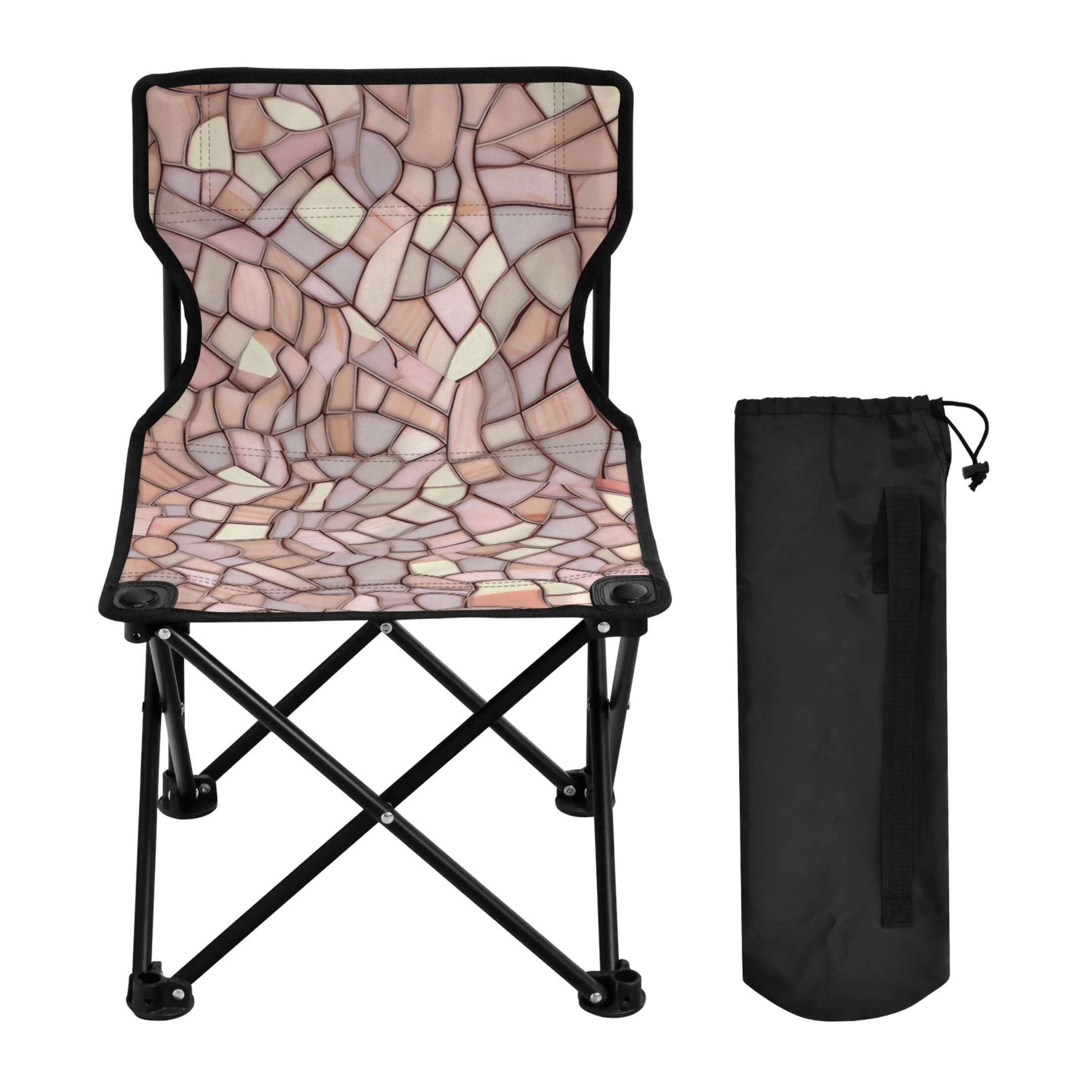 Abstract Pattern Portable Camping Chair Outdoor Folding Beach Chair Fishing Chair Lawn Chair with Carry Bag Support to 220LBS