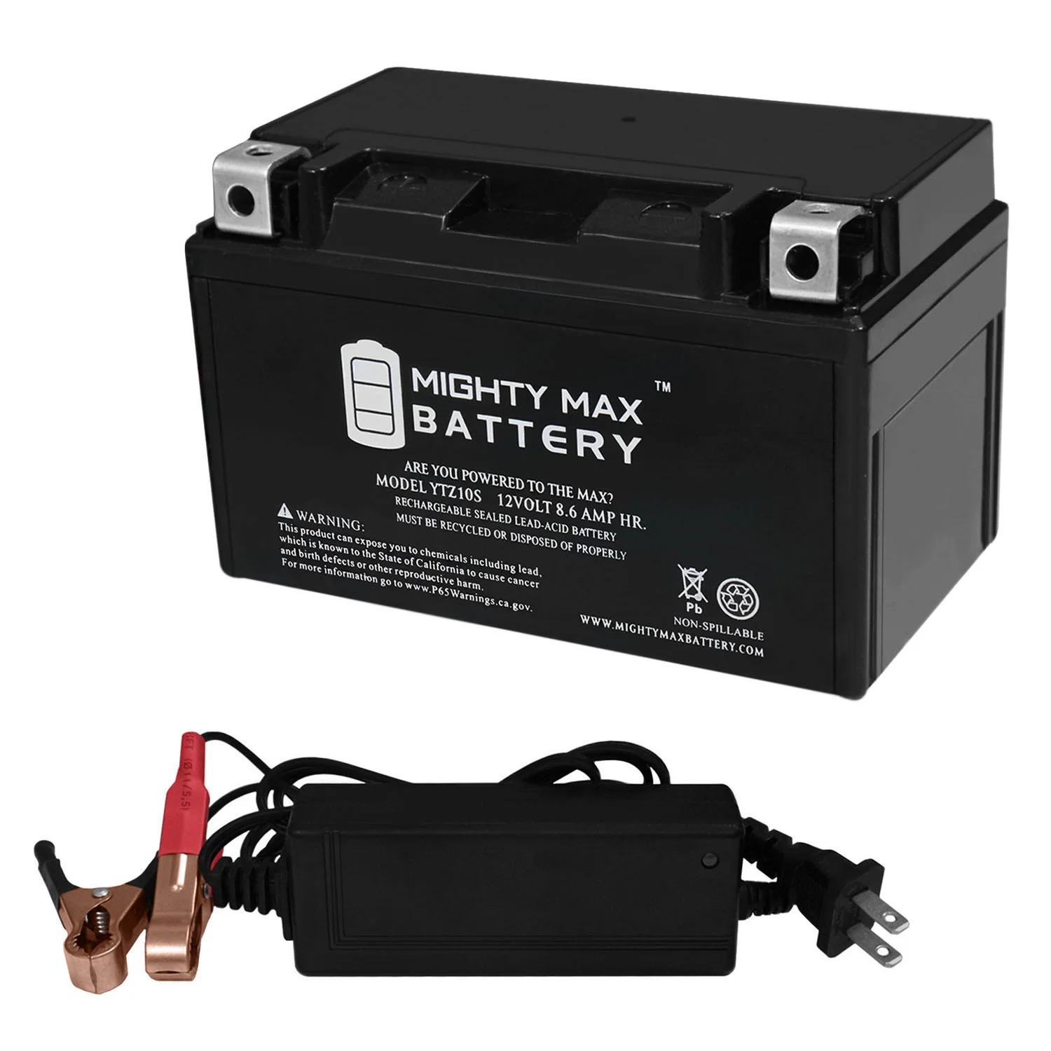 YTZ10S Replacement Battery Compatible with Triumph 1200 Scrambler 19-23 + 12V 2Amp Charger
