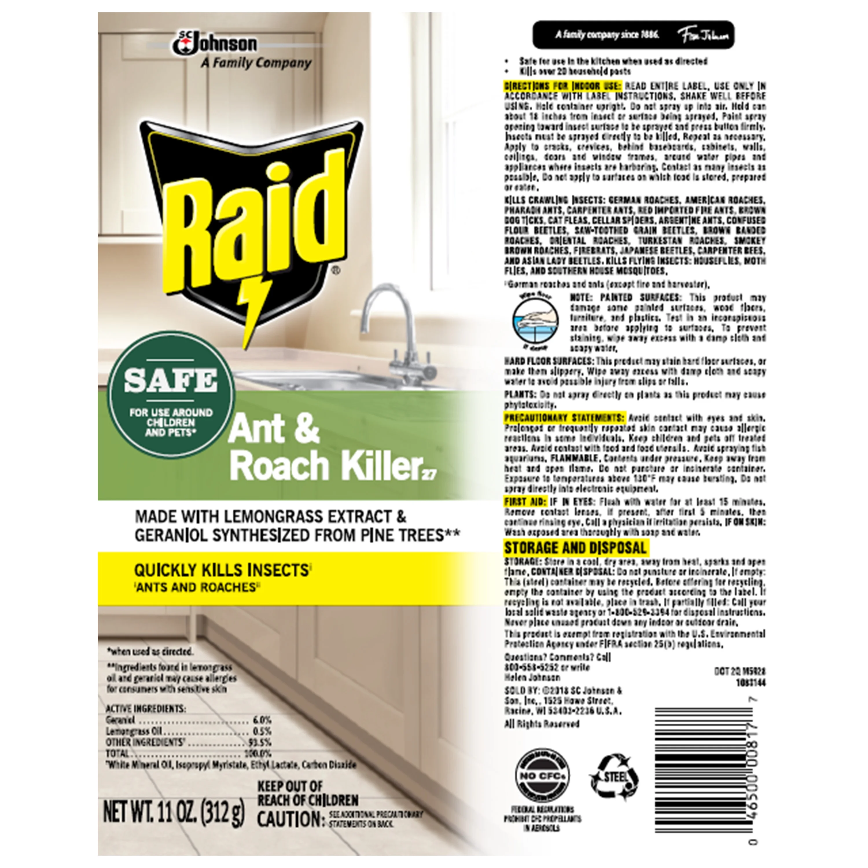 Raid Ant and Roach Killer, 11 OZ (Pack -12)