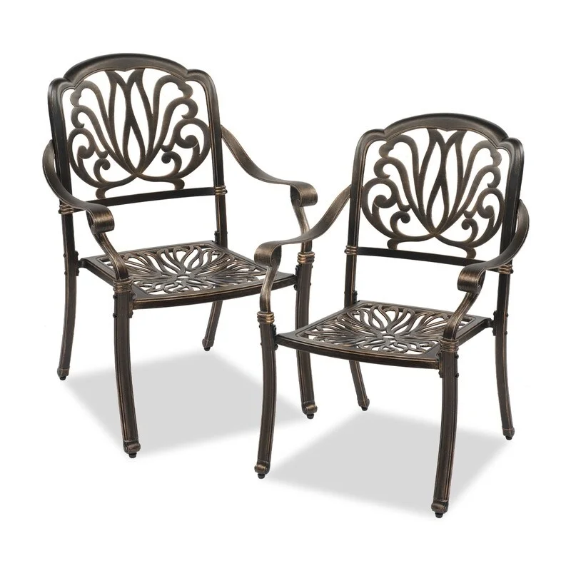 Karl Home Patio Cast Aluminum Dining Chair Set (Set of 2)