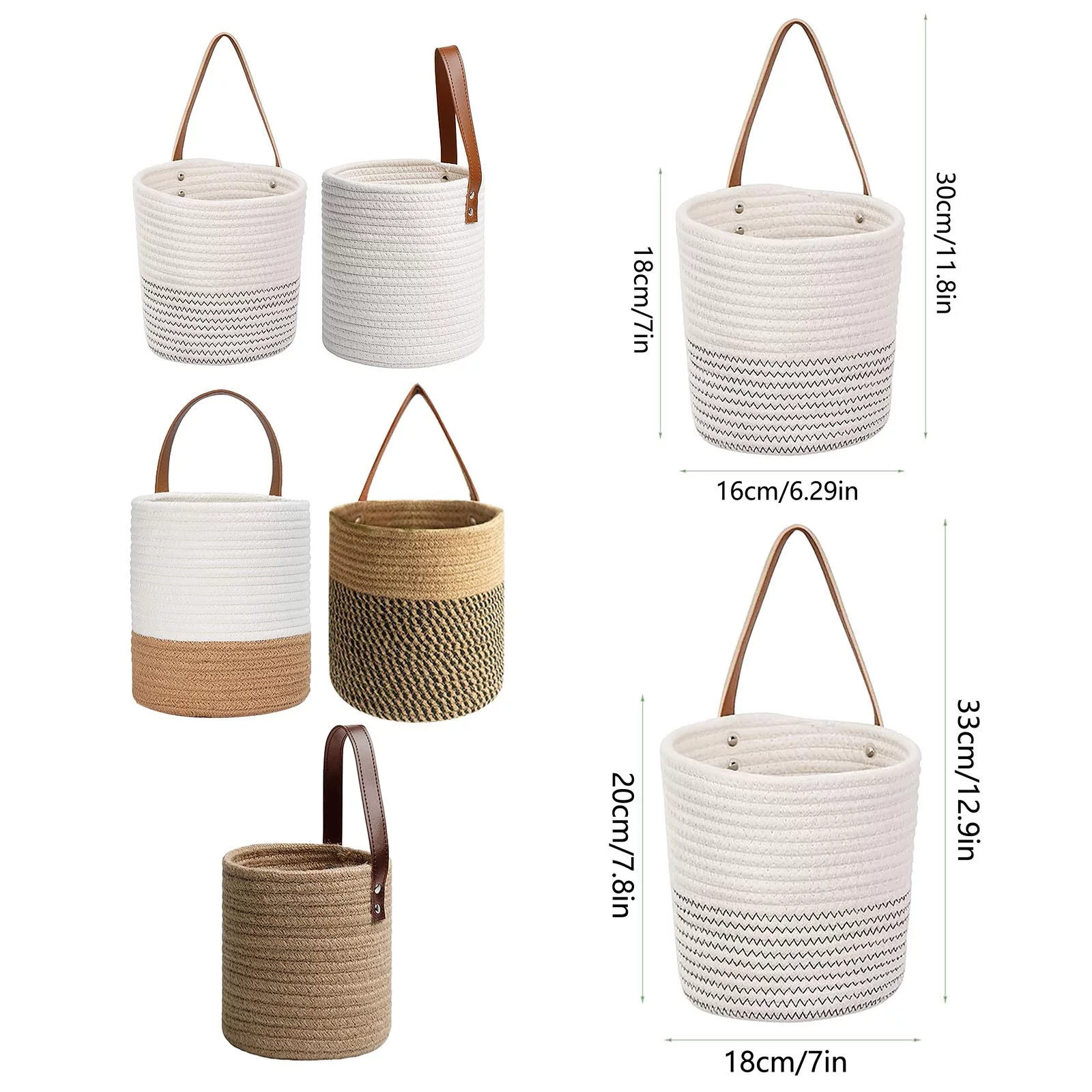 GuLuBin Wall Mounted Storage Storage Hanging Baskets Hanging Flower Pots Woven Baskets Indoor Flower Pots Lace Hangers Modern Storage Organizers Home Decoration Towels(Off-White)