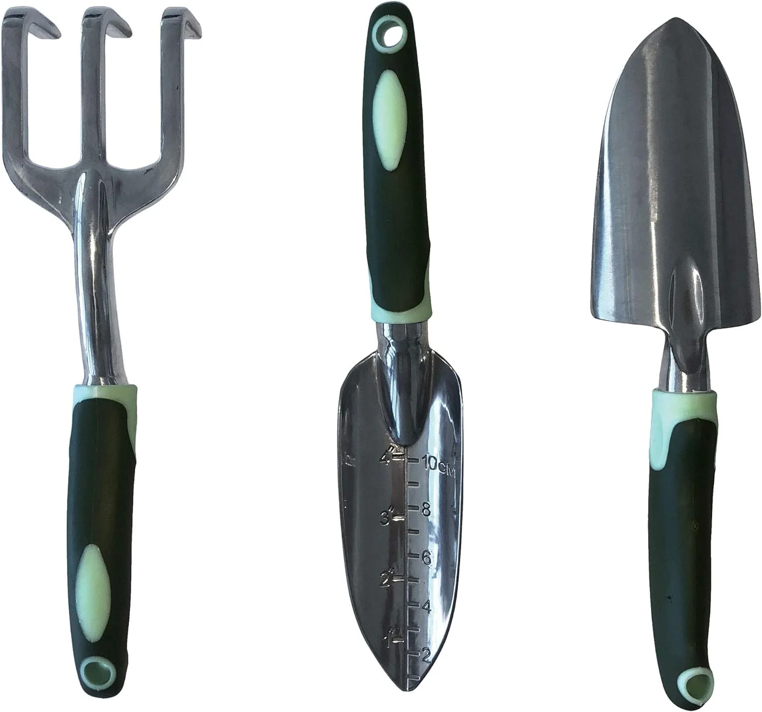 Typhon East Garden Tool Set - Stainless Steel Gardening Tools - Includes Trowel - Transplant Trowel & Hand Rake -Rubberized Handles - Gardening Gifts for Women and Men - (Set 3 Piece)