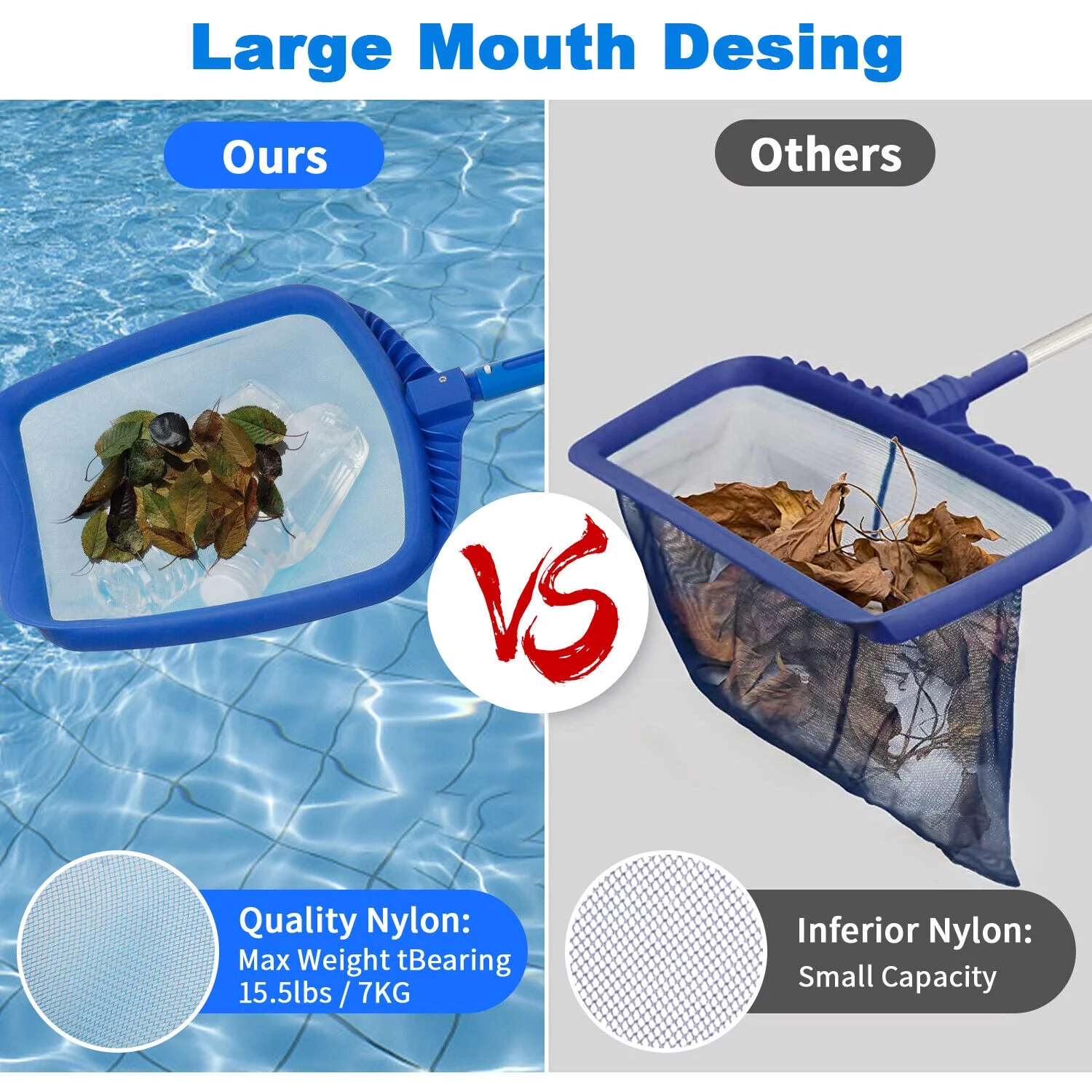 Garden Swimming Pool Cleaning Net Leaf Skimmer Rake Fine Mesh Hot Tub Spa Pond