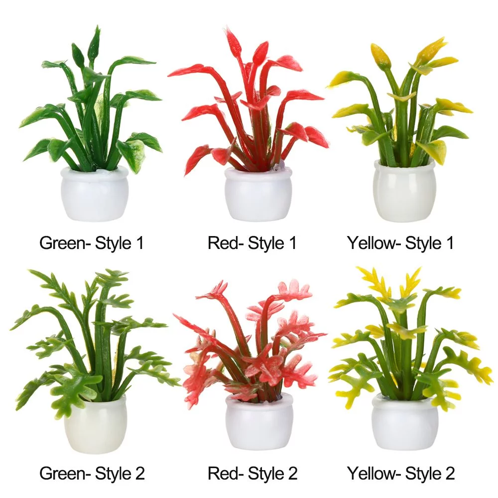 Garden Pots Flowers Furniture Flowers Pot Decor Home Decor Flowers Basket Mini Fruit Basket Green Plant Pot Potted Dollhouse Miniature YELLOW STYLE2