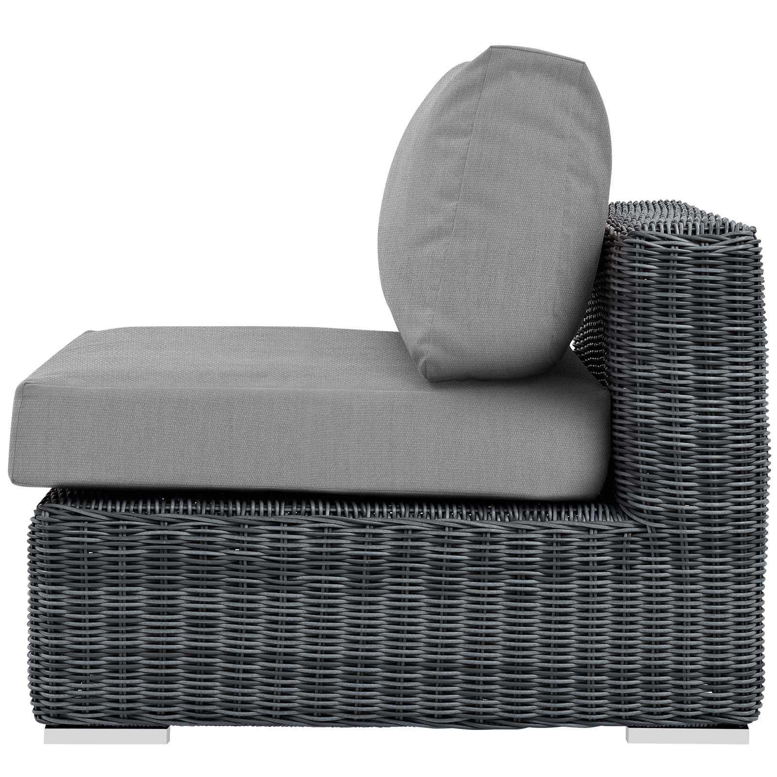 Modern Contemporary Urban Design Outdoor Patio Balcony Garden Furniture Sofa Middle Chair, Sunbrella Rattan Wicker, Grey Gray