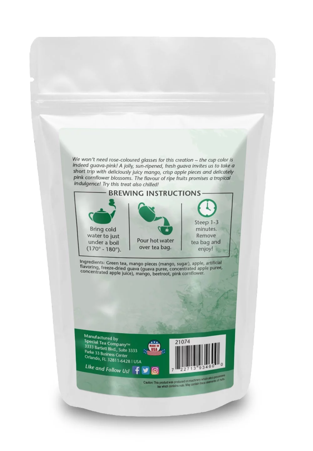 Special Tea Guava Mango Green Tea, 20 Tea Bags