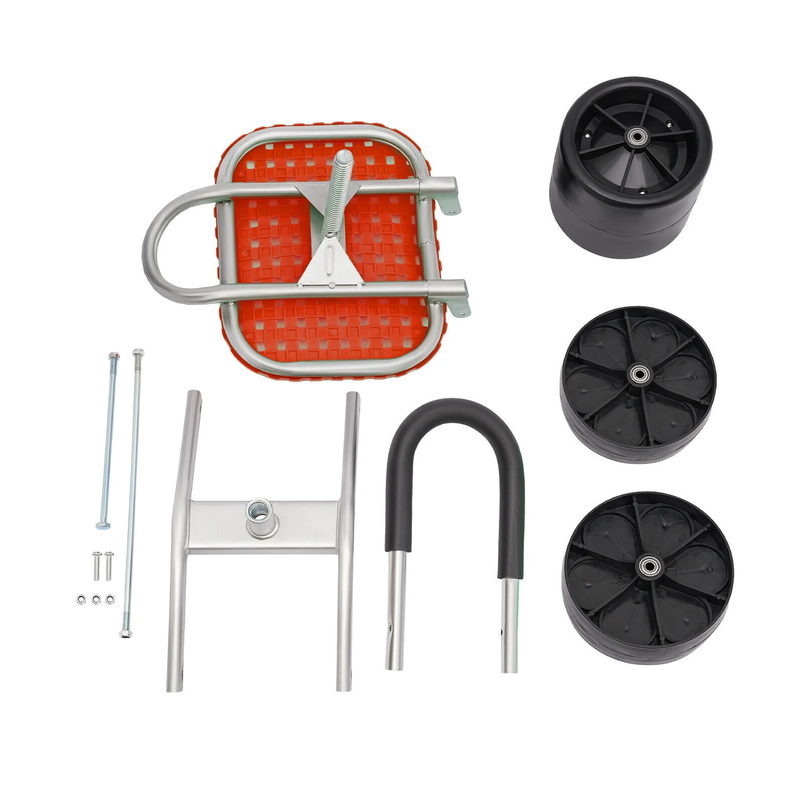 Height Adj. 360° Rotates Gardening Seats W/3 Rolling Wheels Stool Kneeling Pad