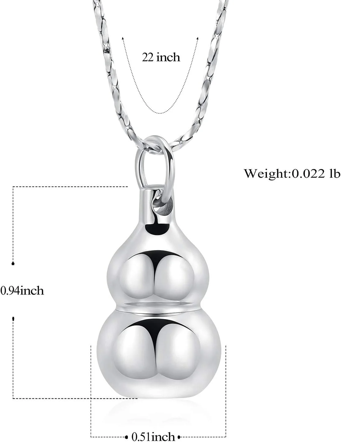 Gourd Shaped Large Space Cremation Jewelry for Ashes Necklace Pendant Keepsake Memorial Funeral Teardrop Urn Jewelry for Ashes Holder for Women Men