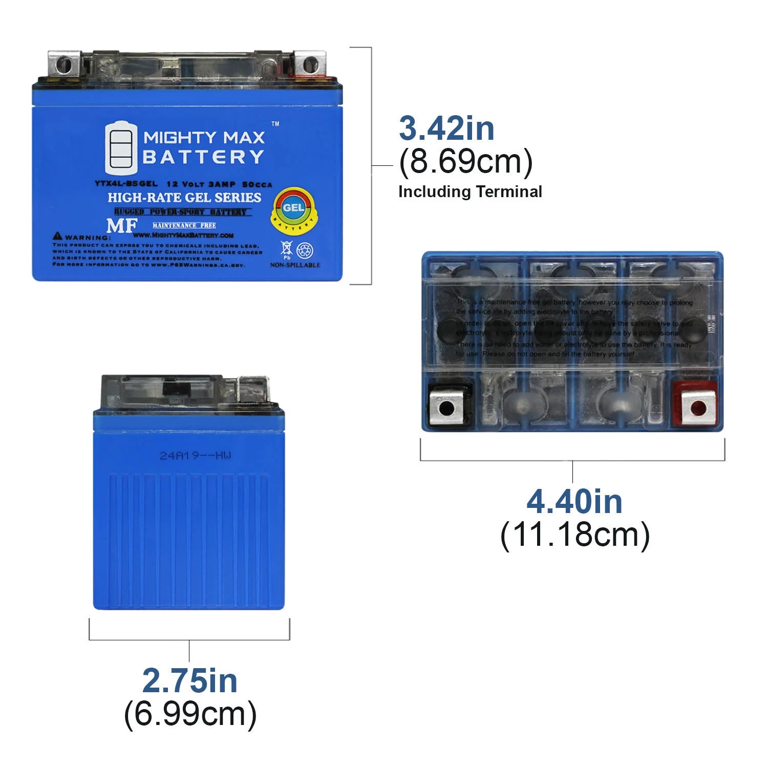 YTX4L-BSGEL 12V 3AH GEL Replacement Battery compatible with ATV Snowmobile Mowers PWC Watercraft - 2 Pack