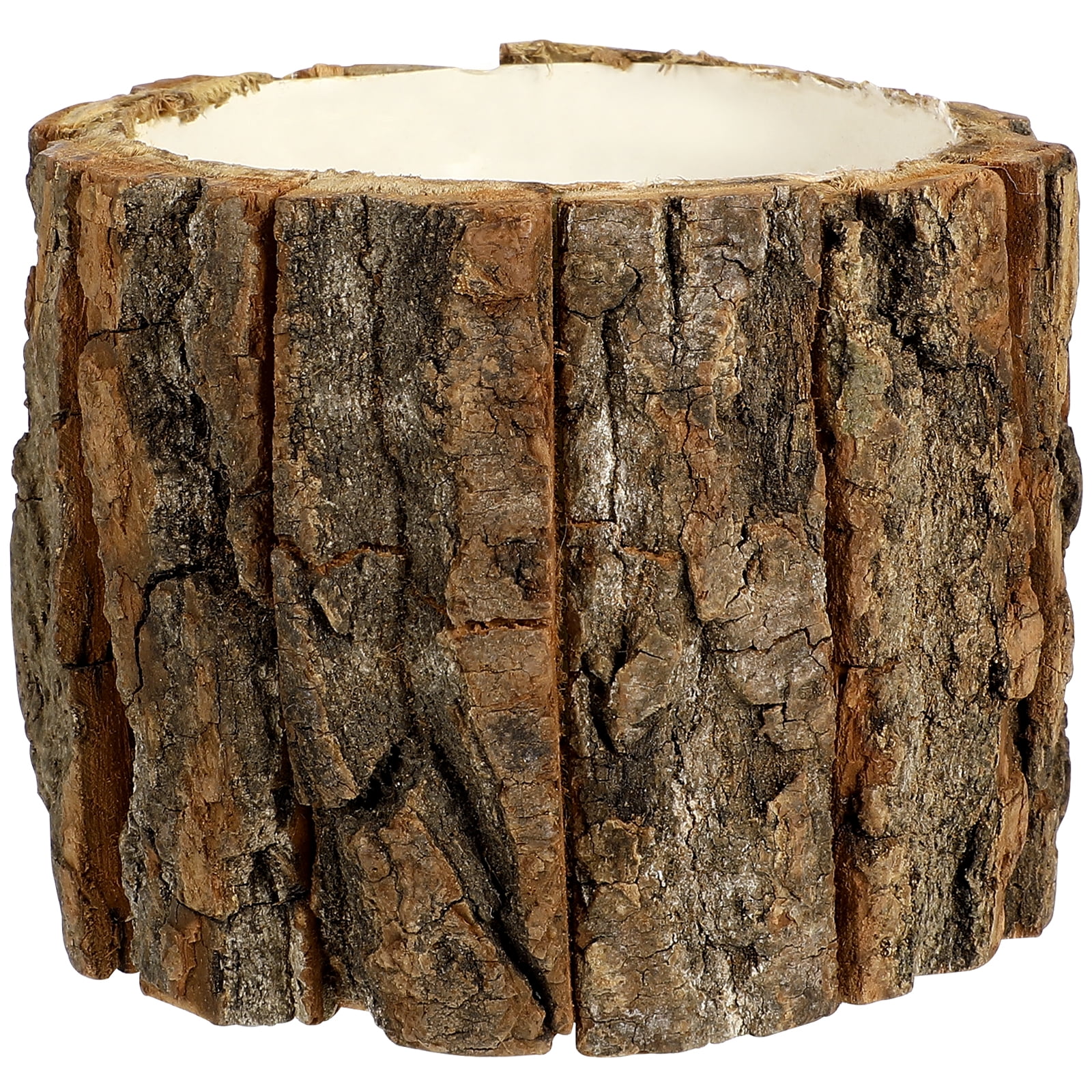Wooden Flower Pot Natural Wood Bark Flower Bucket Barrel Planter Rustic Container Garden Home Decor