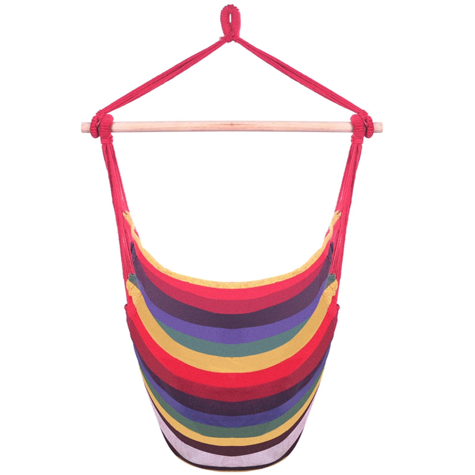 YeekTok Distinctive Cotton Canvas Hanging Rope Chair with Pillows Rainbow