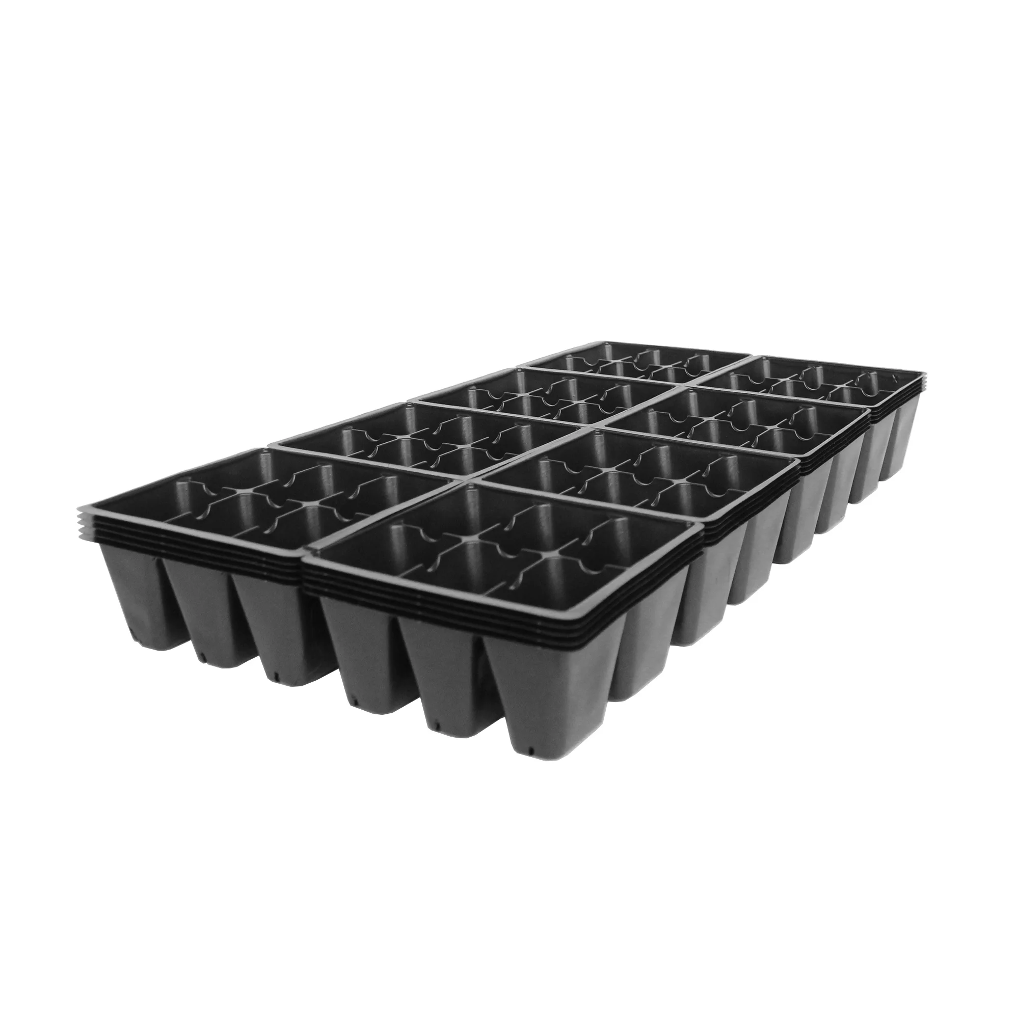 Black Plastic Garden Tray Inserts - 5 Sheet of 48 Planting Pot Cells Each - 2x3 Nested x8 Configuration - Perforated - Nursery, Greenhouse, Gardening