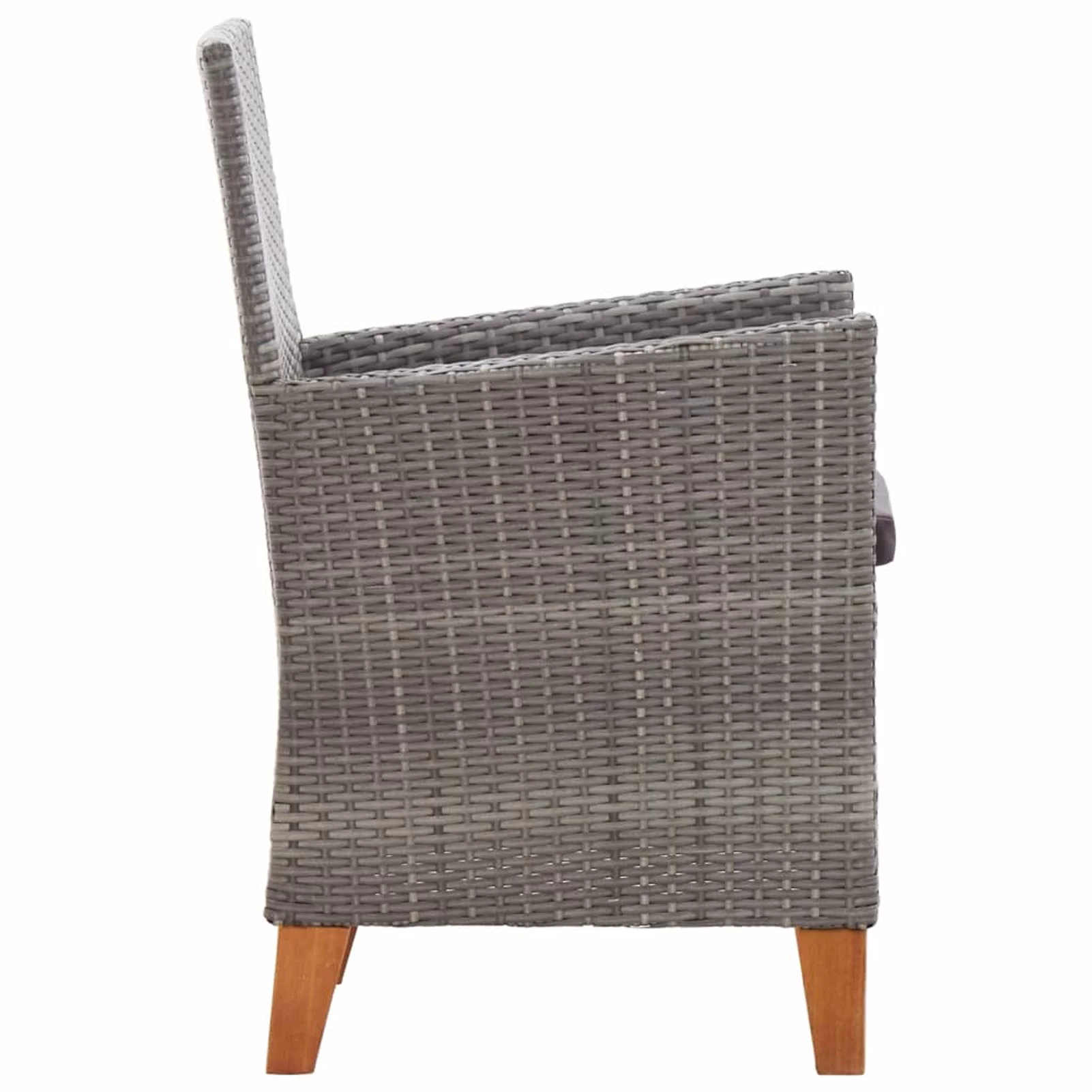OWSOO Garden Chairs 2 pcs with Cushions Poly Rattan Gray