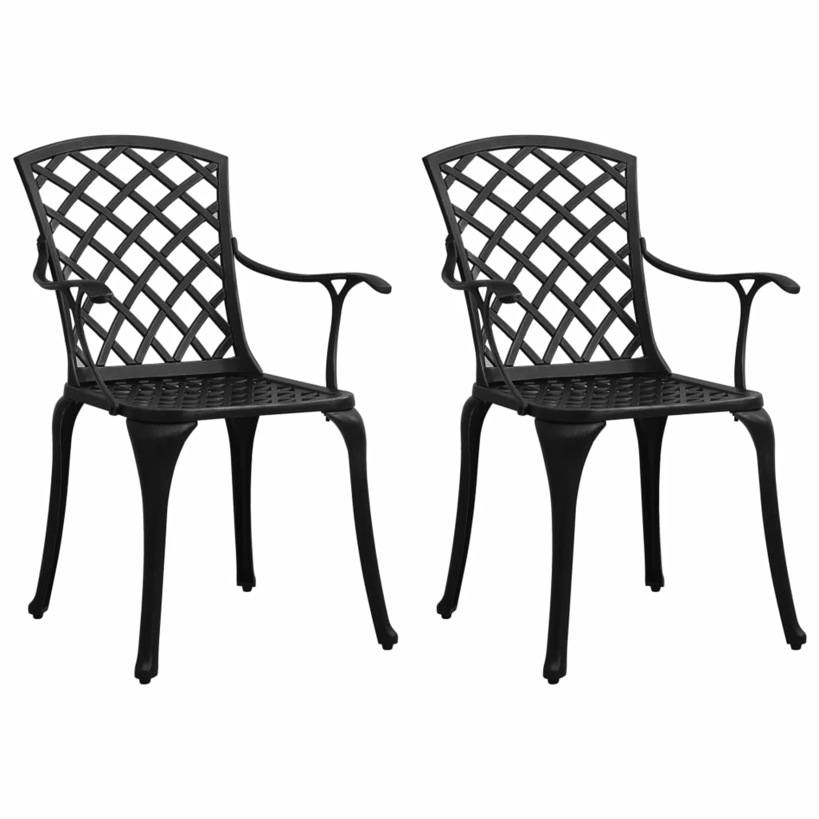 Anself 2 Piece Garden Chairs Cast Aluminum  Dining Chair Black for Patio, Balcony, Backyard,  Furniture 24 x 23.6 x 36.6 Inches (W x D x H)