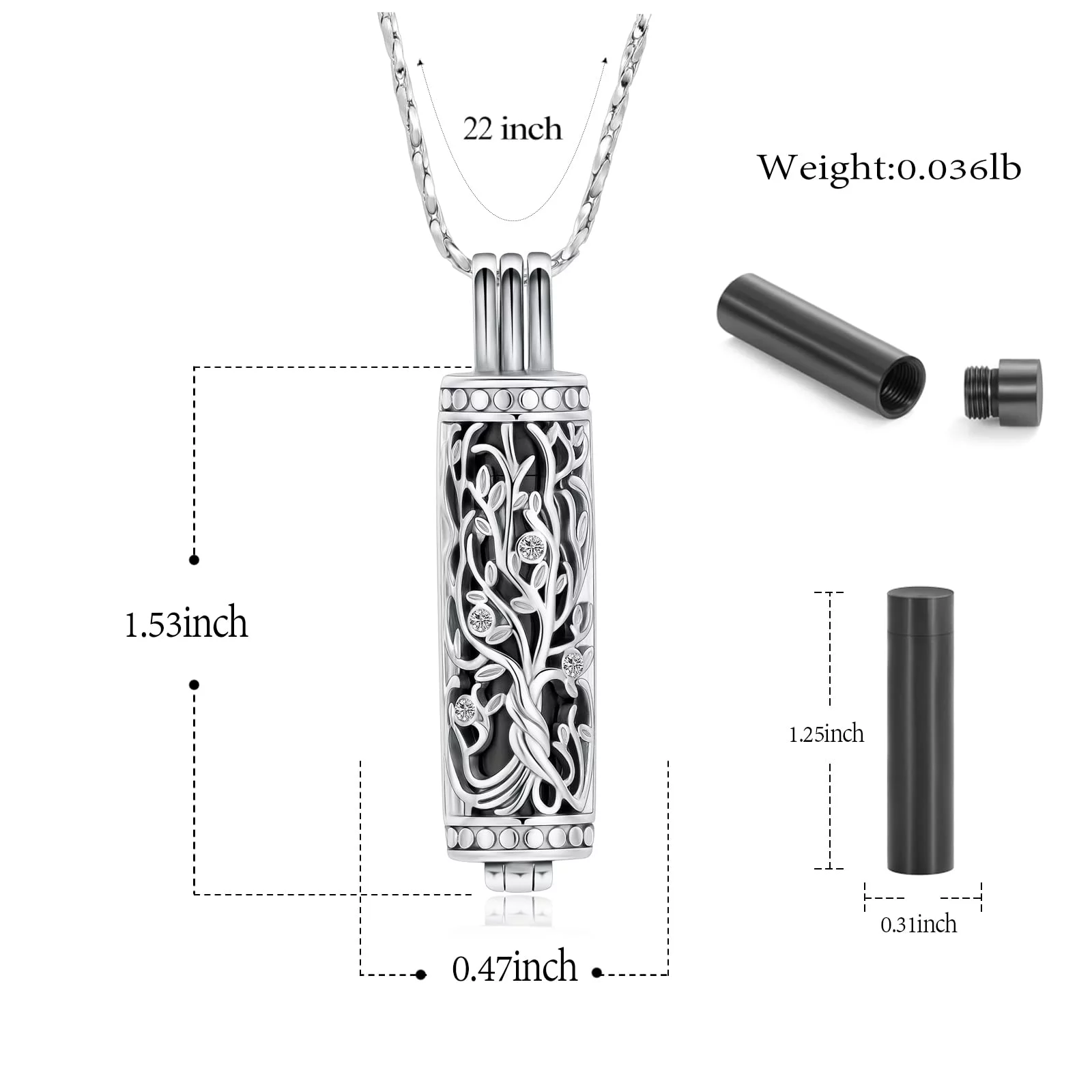 Cremation Jewelry for Ashes Tree of Life Urn Necklace Cylinder Vial Urn Necklace for Men Women Keepsake Ashes Necklace Memory Pendent Ashes Holder