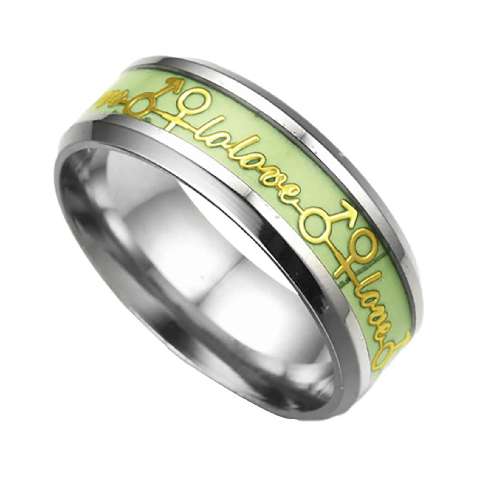 TIIFSWHS Eternal Love Luminous Titanium Steel Ring Glowing Titanium Fluorescent Ring For Men Women Rings Womens Wedding Band Women's Thumb Rings Rings for Boy L Rings for Women Ho
