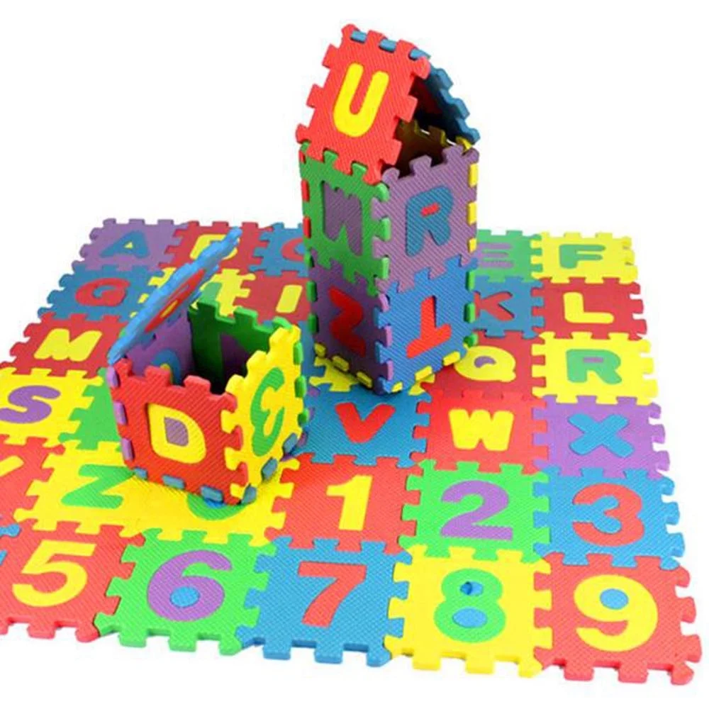 Kids Foam Play Mat (36 𝐏iece Set) 𝐈nterlocking Alphabet and Numbers Floor Puzzle Colorful EVA Tiles Girls, Boys Soft, Reusable, 𝐄asy to Clean, Alphabet Puzzle Foam Maths Educational Toy Gift