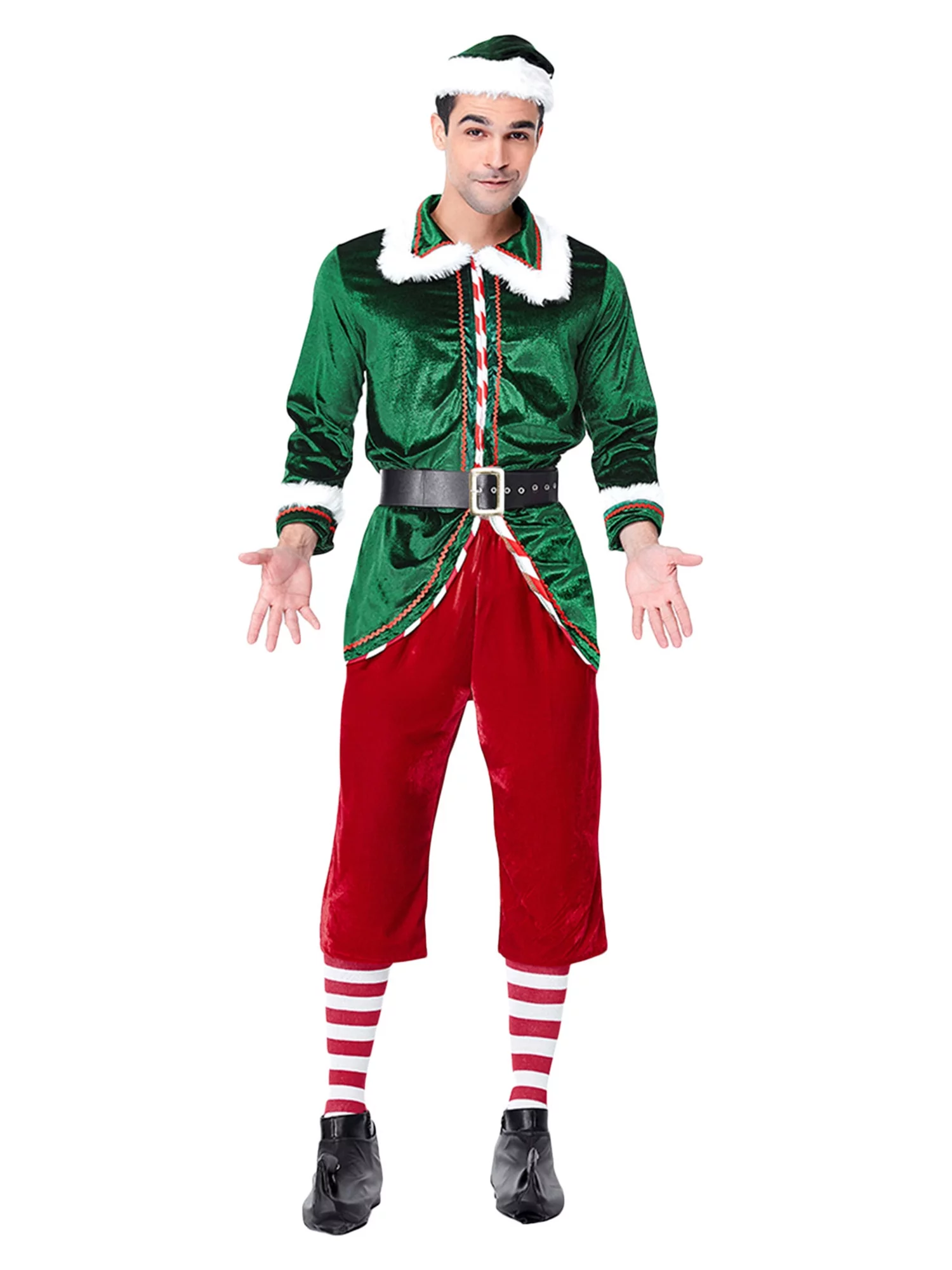 Tsseiatte Unisex Christmas Clothes Set, Costume Play Outfit with Santa Hat, Waistband and More