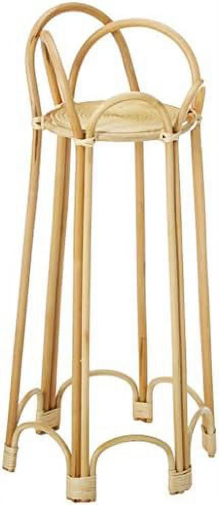 rattan loop indoor plant stand, 26 inches, natural planter brown