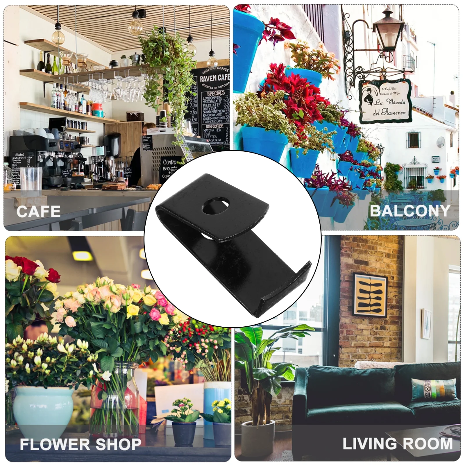 Flower Pot Hook 12 Pcs Wall Mount Plant Holder Flowerpot Hangers Clips Decor Outdoor Stand Blacksto Iron