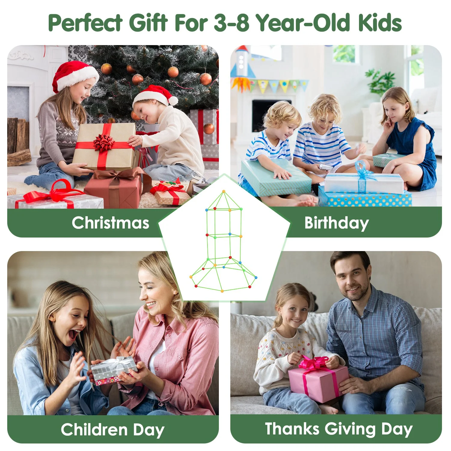 218Pcs Fort Building Kit for Kids STEM Construction Toys Educational Gift for 5 6 7 8 Years Old Boys and Girls Ultimate Creative Set for Indoor & Outdoors Activity