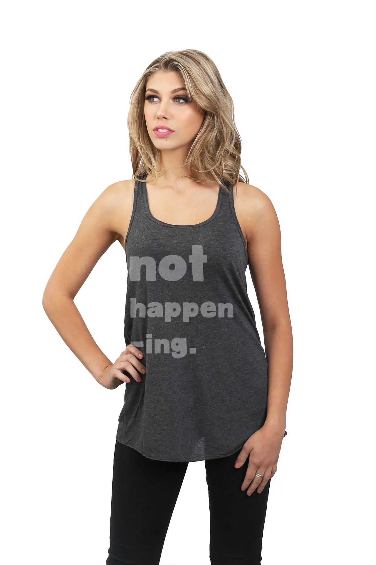 Thread Tank Not Happening Women's Sleeveless Flowy Racerback Tank Top Charcoal Small