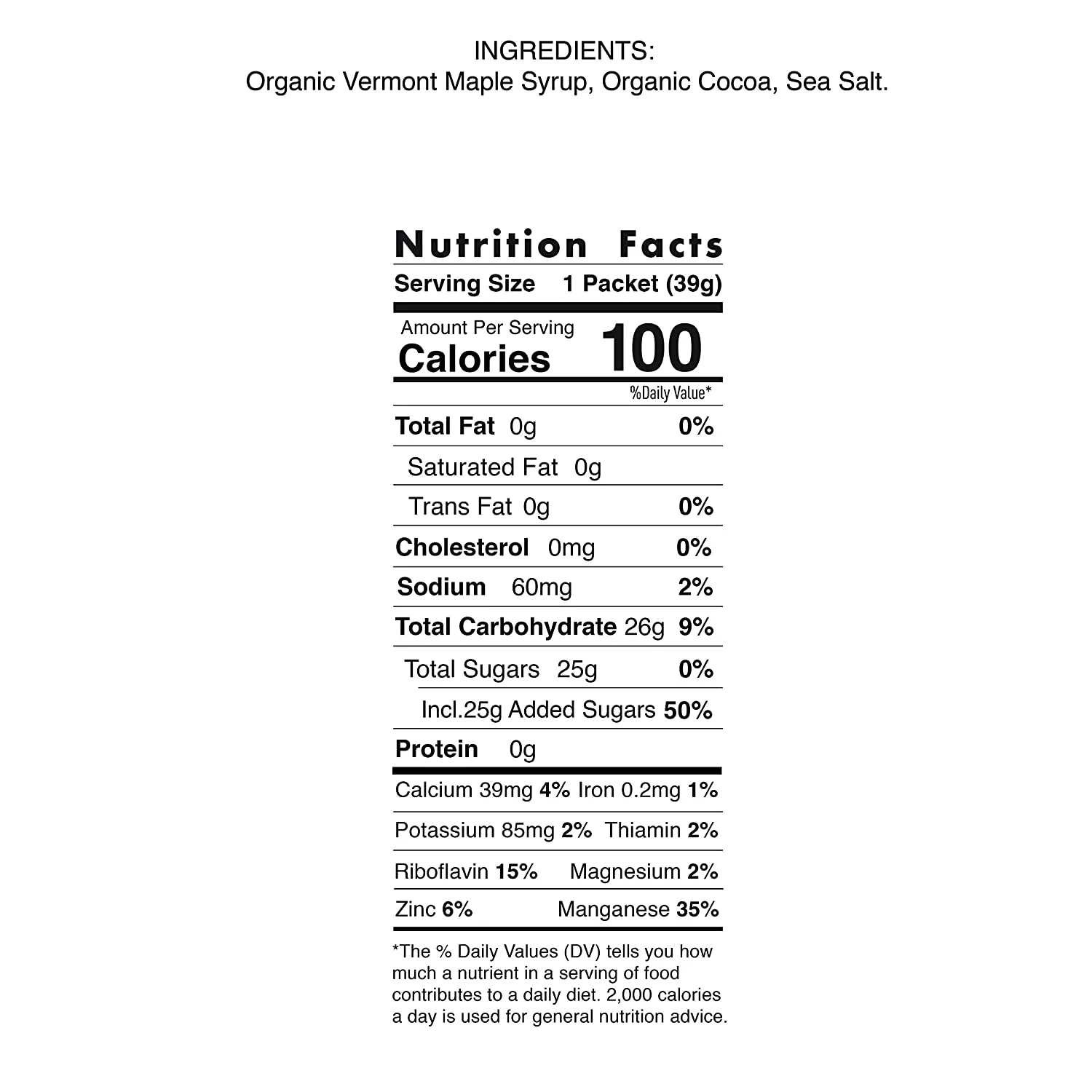 Salted Cocoa Infused Vermont Maple Syrup - Individually Packaged (1floz) - Box of 20