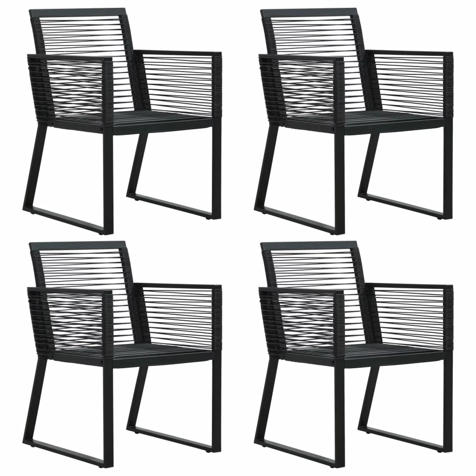 Andoer Garden Chairs 4 pcs Rope Rattan Black