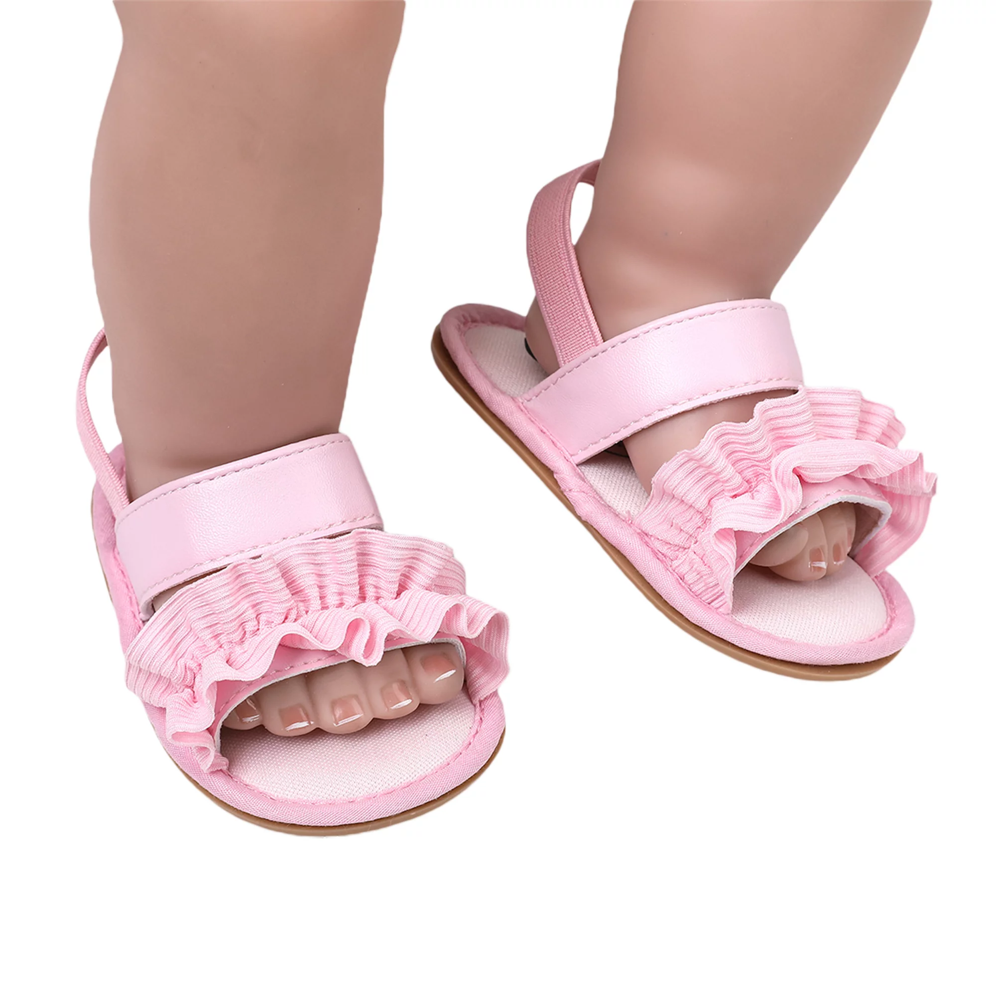 Baby Girls Summer Sandals, Ruffle Princess Flat Shoes Open Toe Infant First Walker Shoes