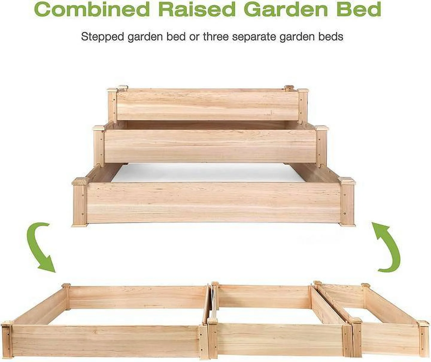 Homiyad 3 Tier Raised Garden Bed Kit Wooden Planter Box Heavy Duty Solid Fir Wood
