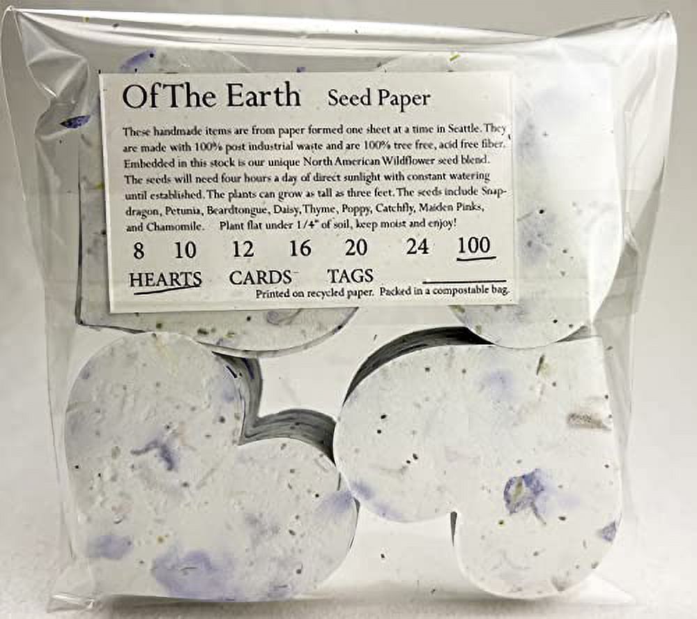 Bulk Seed Paper Large Hearts Flower Petals Set of 100 Recycled Handmade Shapes (Blue Recycled #45s)