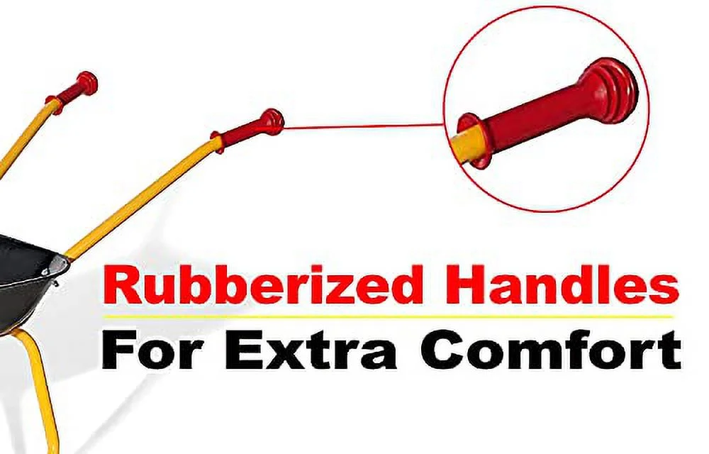 Rolly CAT Kids Wheelbarrow Ride On - Rust-Resistant Seamless Steel Tub with Rubber Hand Grips