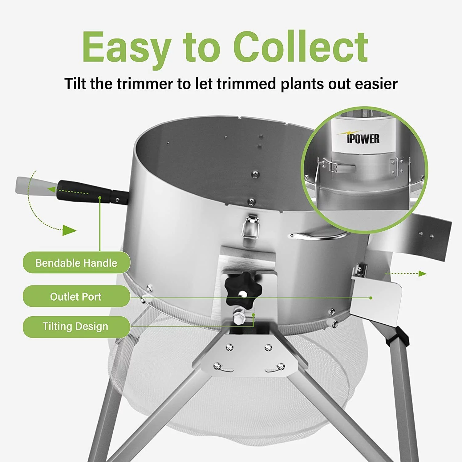 iPower Electric Bud Leaf Trimmer Machine 16-inch Automatic Open Top Hydroponic Bowl Trim Reaper Spin Cut Plant