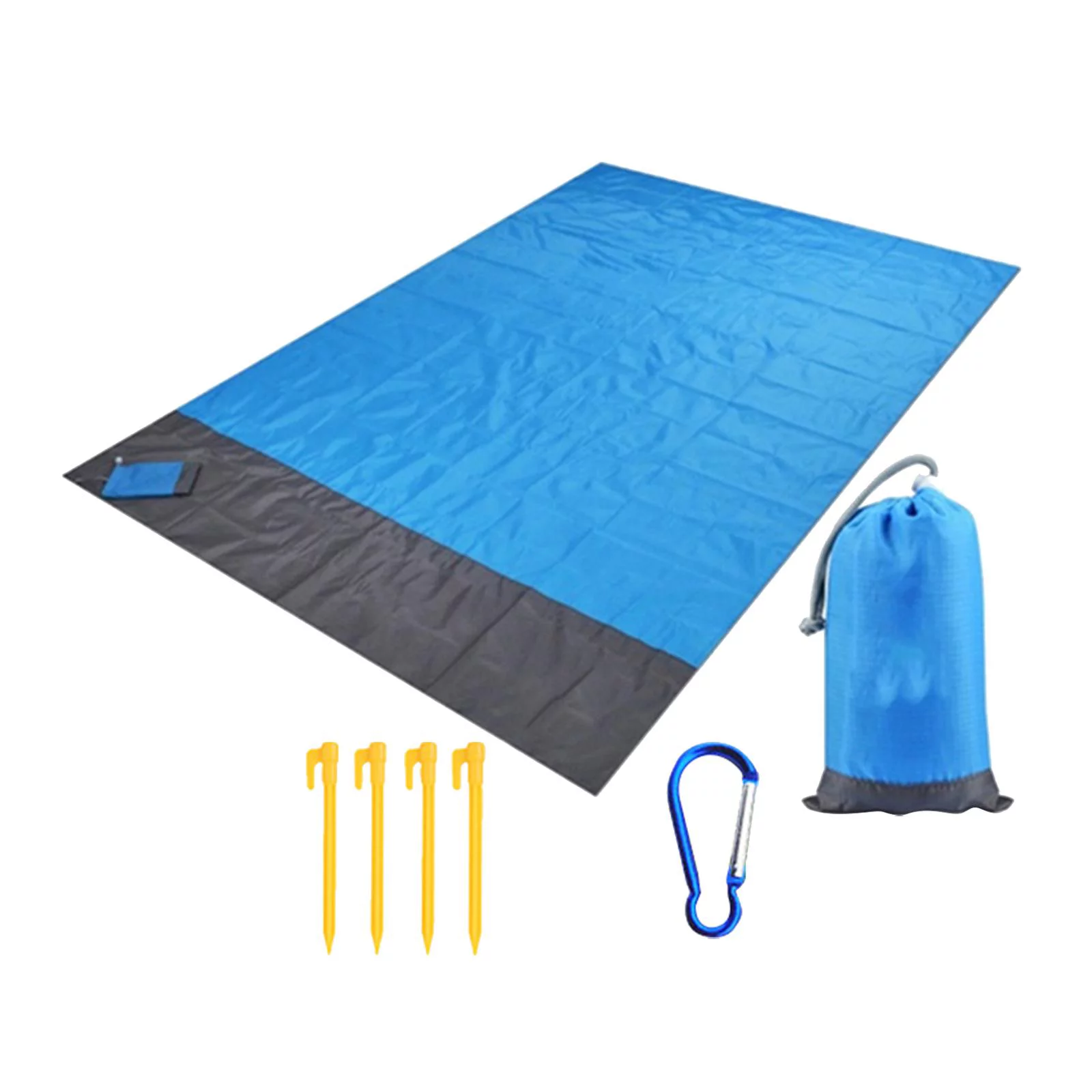 Picnic Blanket Beach Blanket with Storage Bag Foldable Compact Beach Mat Camping Mat for Hiking Backpacking Playground Travel Garden Blue 140cmx200cm