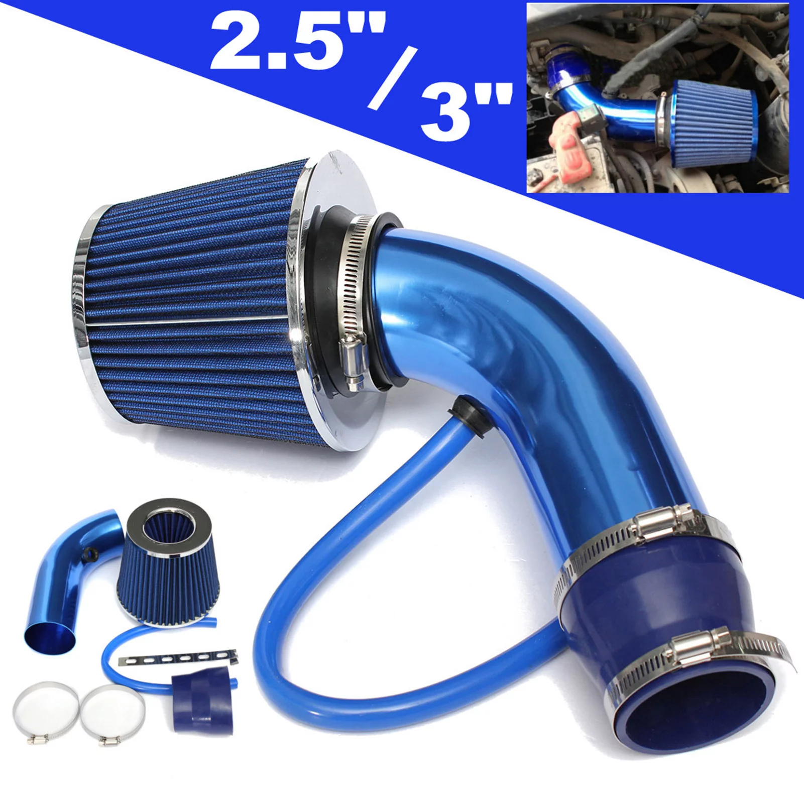 Air Intake,Universal Car Cold Air Intake Car Cold Air Intake 64-76mm/3'' Universal Induction Pipe Intake 64-76mm3'' Universal Buzhi Huiop Intake Universal Air