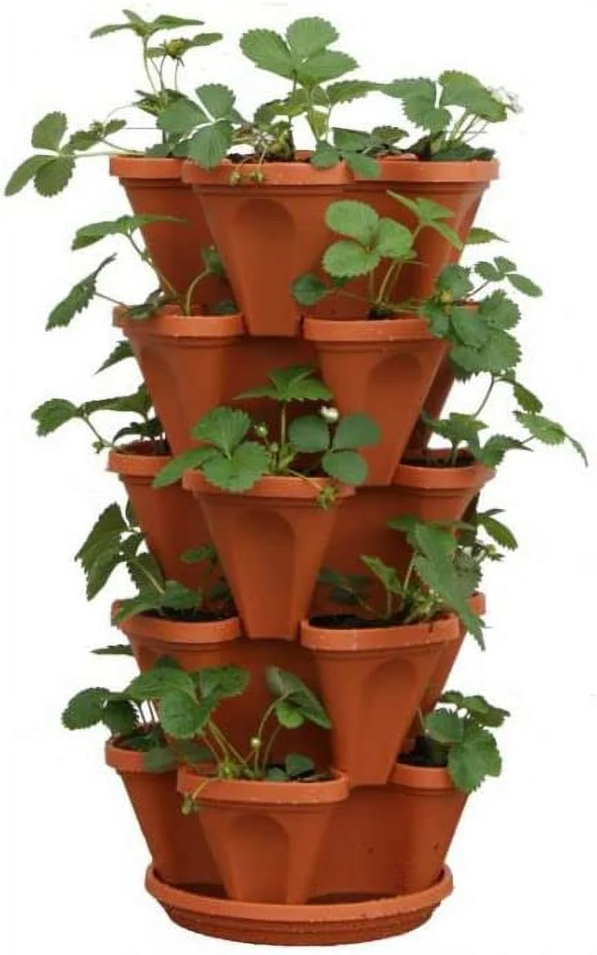 5-Tier (2-Pack) 13x13x6 Strawberry Stackable Planter, 5 Pots (10 Total planters)