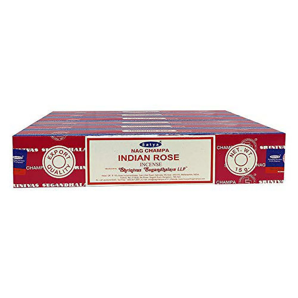 Satya Nag Champa Indian Rose Incense Sticks Pack of 6 Boxes 15gms