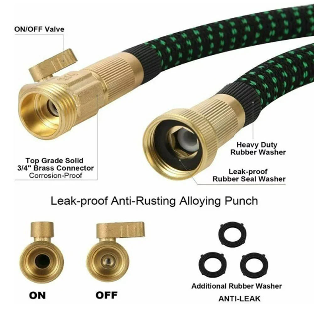 Expandable Garden Water Hose 50 ft, Heavy Duty Stronger Flexible Deluxe w/8 Spray functions ( Green )